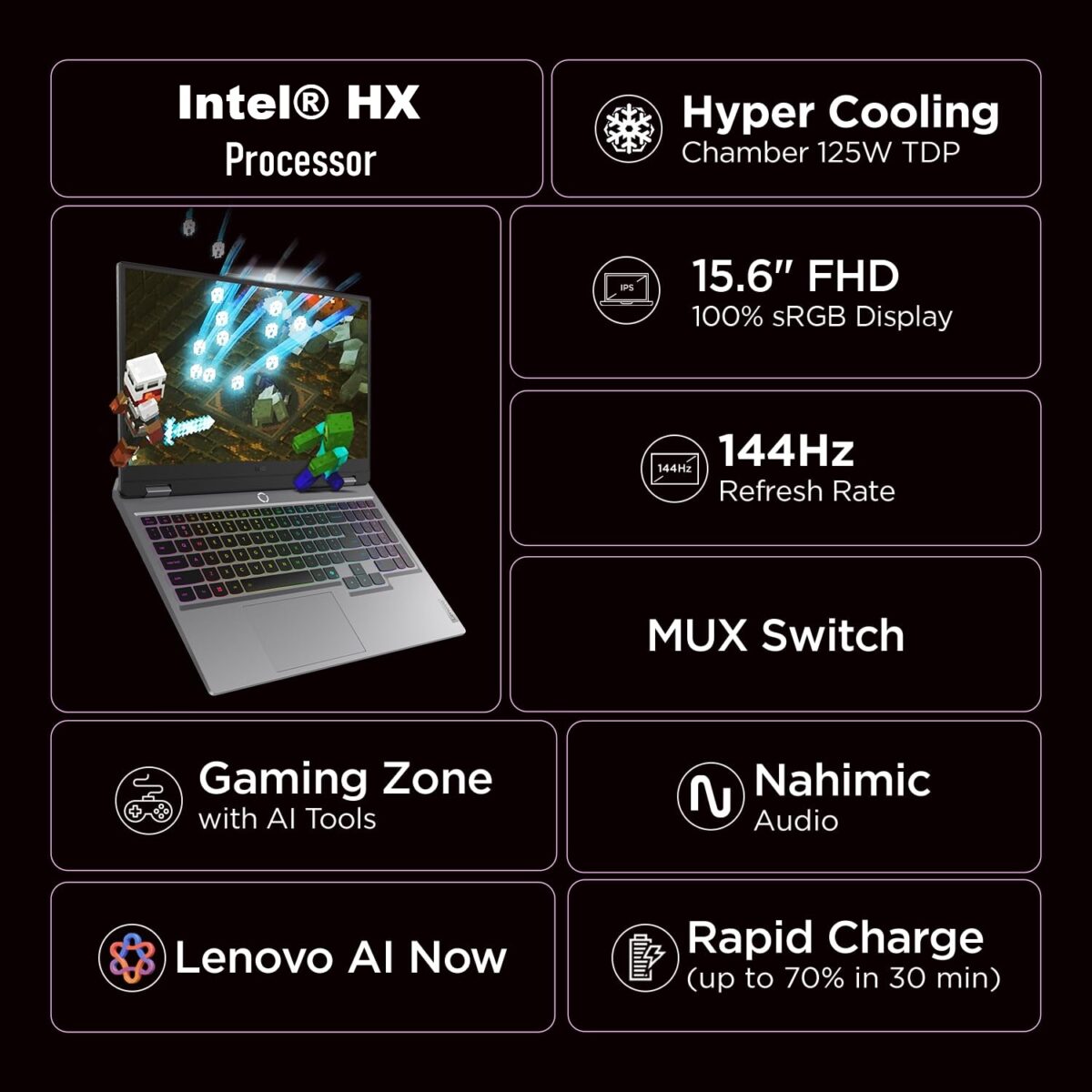 Lenovo LOQ 15IRX10 AI-Powered Gaming Laptop With Intel Core I7-13650HX, RTX 5070 8GB GDDR7, 32GB DDR5-4800, 1TB PCIe 4.0 SSD, 15.6" FHD 144Hz G-SYNC Display, Wi-Fi 6, Luna Grey