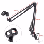 Flexible Desktop Microphone Arm Stand With Dual 35cm Arms, 360° Rotation, Desk Clamp Mount, Vibration Reduction Design, Metal Construction, Supports Microphones Up To 500g