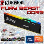 Kingston Fury Beast RGB 16GB DDR5 RGB Desktop Memory Single Module , 6400MT/s Speed, CL32 1.4V DIMM , Intel XMP 3.0 and AMD EXPO, Aluminum Heat Spreader | Black ~ KF564C32BBEA-16