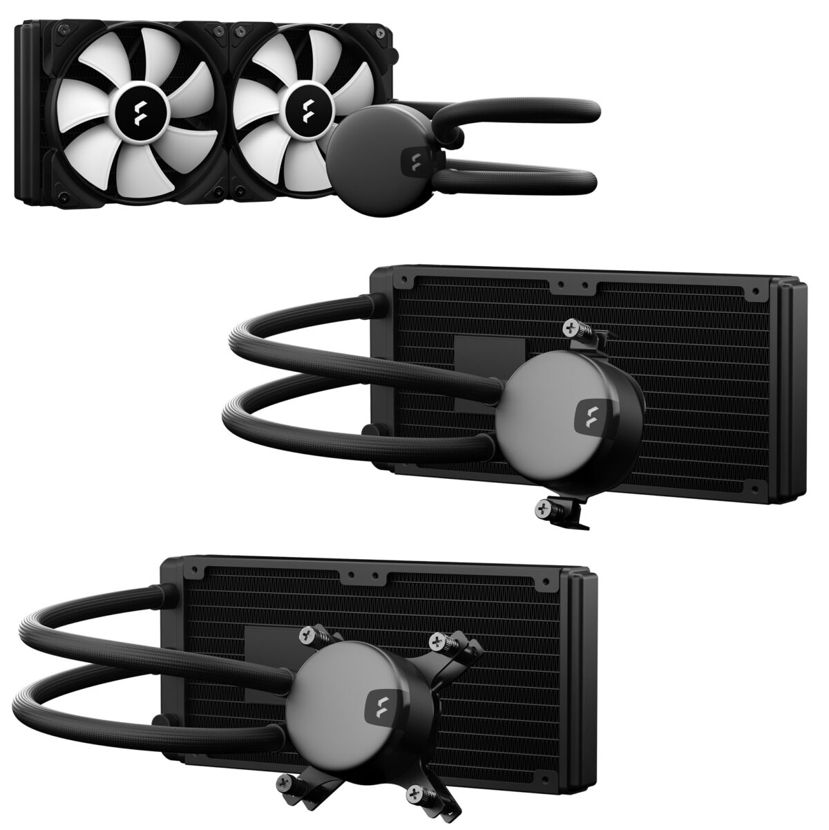 Fractal Lumen S24 RGB V2  ARGB Liquid Cooler With Six Addressable LEDs, Copper Cold Plate, Dual Aspect 12 RGB PWM Fans, Dark Stealth Mode, 400mm Tubes, And Wide Intel/AMD Socket Support | BLACK ~ FD-W-L1-S2412