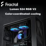 Fractal Lumen S24 RGB V2  ARGB Liquid Cooler With Six Addressable LEDs, Copper Cold Plate, Dual Aspect 12 RGB PWM Fans, Dark Stealth Mode, 400mm Tubes, And Wide Intel/AMD Socket Support | BLACK ~ FD-W-L1-S2412
