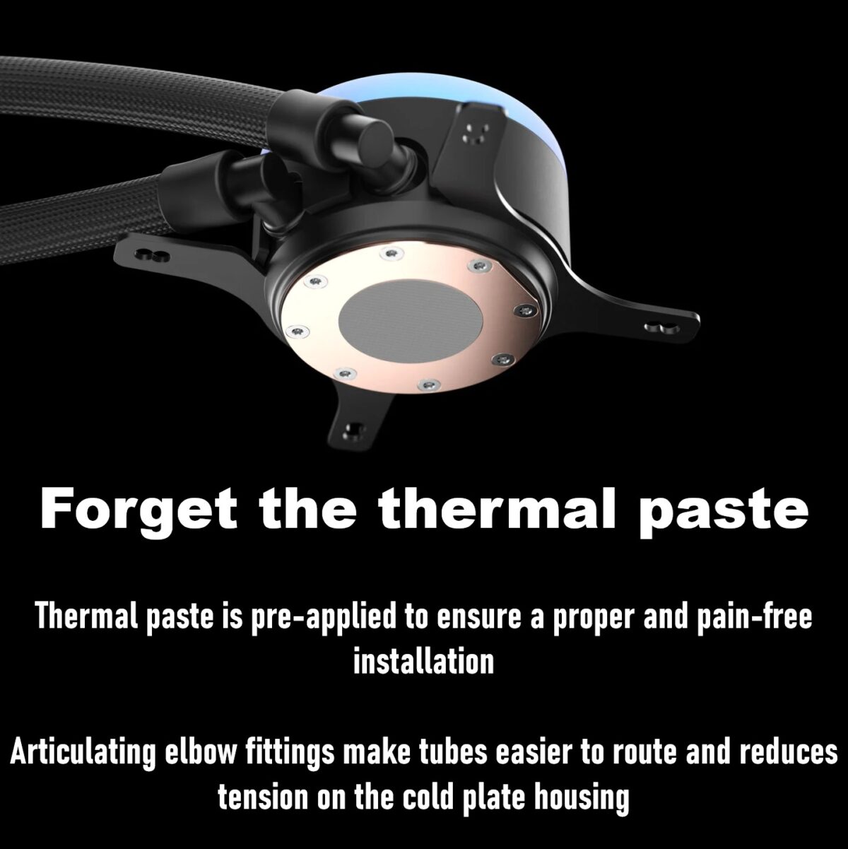 Fractal Lumen S24 RGB V2  ARGB Liquid Cooler With Six Addressable LEDs, Copper Cold Plate, Dual Aspect 12 RGB PWM Fans, Dark Stealth Mode, 400mm Tubes, And Wide Intel/AMD Socket Support | BLACK ~ FD-W-L1-S2412 - Image 6