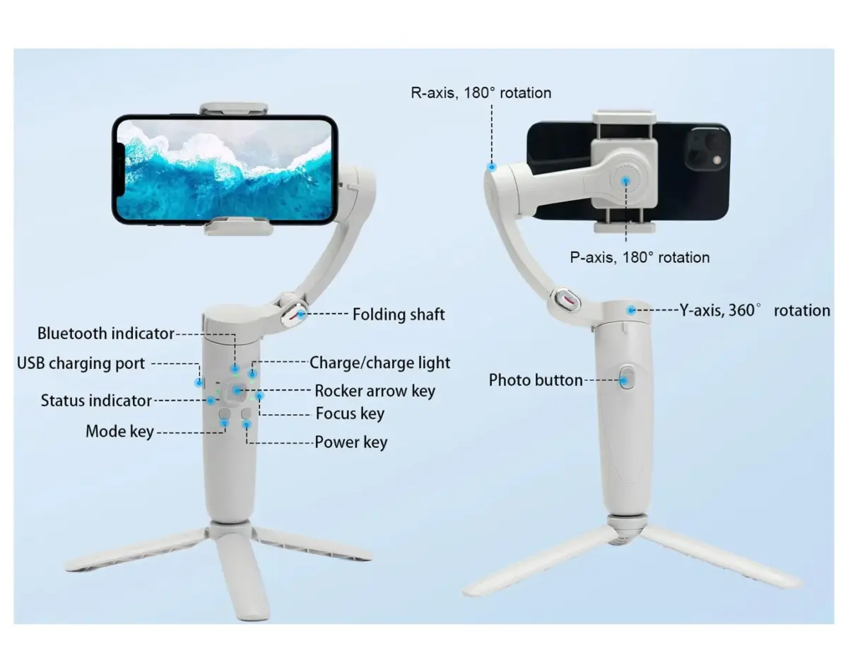 M1 Merak One 3-Axis Smartphone Gimbal Stabilizer With Face Tracking, Auto Balance, Ultra Smooth Zoom, 2500mAh Battery, Bluetooth Control, For Phones Up To 7 Inches