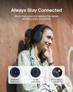 Belkin SoundForm Surround Bluetooth Over-Ear Headphones, Noise Cancelling Headphones, Wireless with 60H Playtime and Soft Ear Cups , for iPhone, Galaxy, iPad | Navy Blue ~ AUD009HQBL