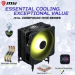 MSI MAG COREFROZR AA13  ARGB CPU Air Cooler With 240W TDP, Quad 6mm Heat Pipes, 120mm CycloBlade7 Fan, Intel LGA 1700/1851 & AMD AM4/AM5 Support | Black