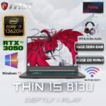 MSI THIN 15 B13UDX  Intel® Core i7-13620H | 16GB DDR4 RAM ; 512GB NVMe SSD | RTX 3050 ; 6GB | 15.6" FHD IPS 144Hz Display | Windows 11 | Blue Backlit Keyboard with Anti-Ghost key | Cosmos Gray
