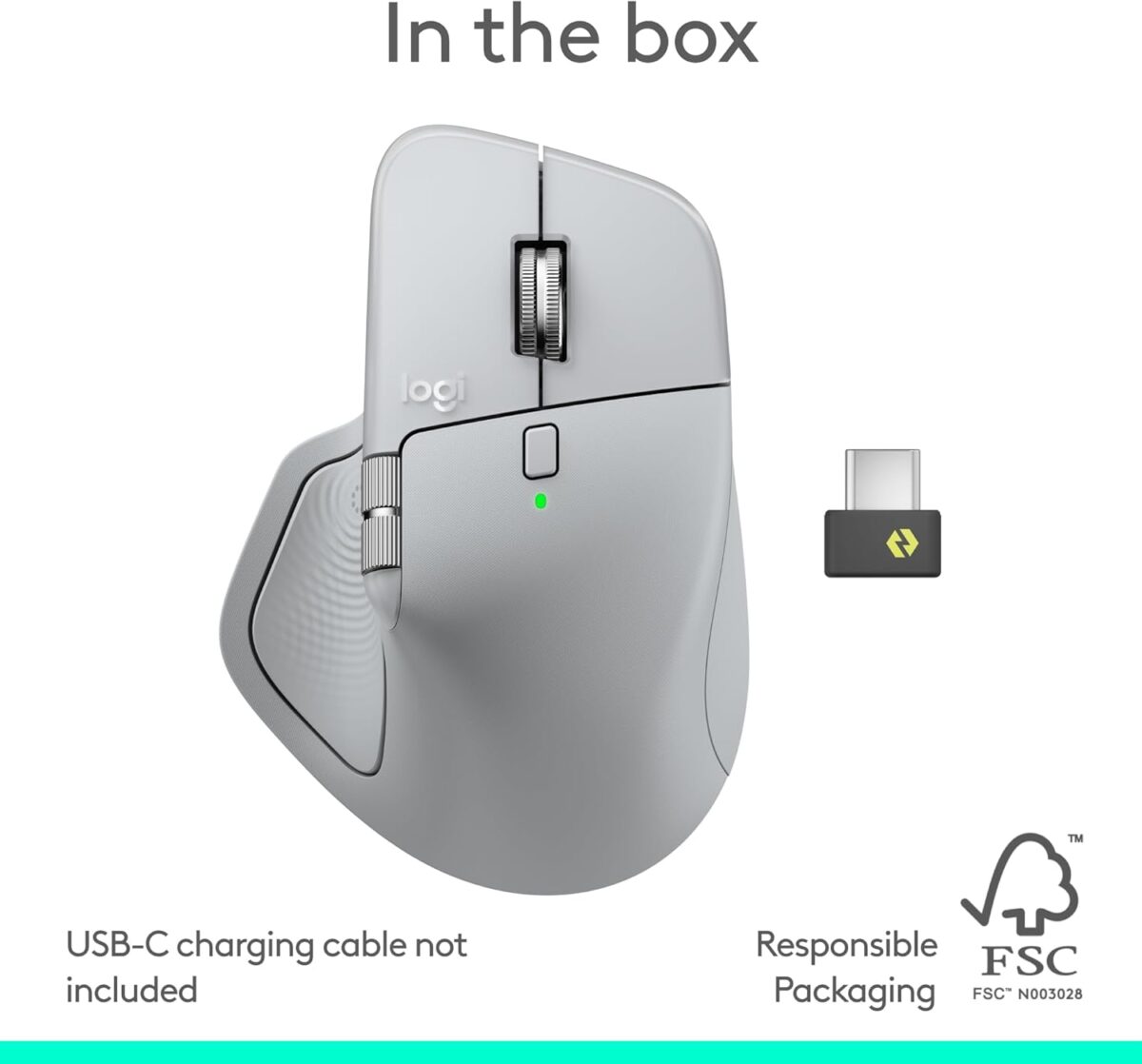 Logitech MX Master 4 Wireless Mouse With Haptic Feedback, MagSpeed Scroll Wheel, 8K DPI Darkfield Sensor, Bluetooth LE, USB-C Logi Bolt, Multi-Device Support | Pale Gray