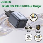 UGREEN Nexode 30W USB-C GaN II Fast Charger With PPS Adaptive Charging, Thermal Guard Protection And Ultra-Compact Design For iPhone 16, Galaxy S24 And MacBook Air | CD319-90666