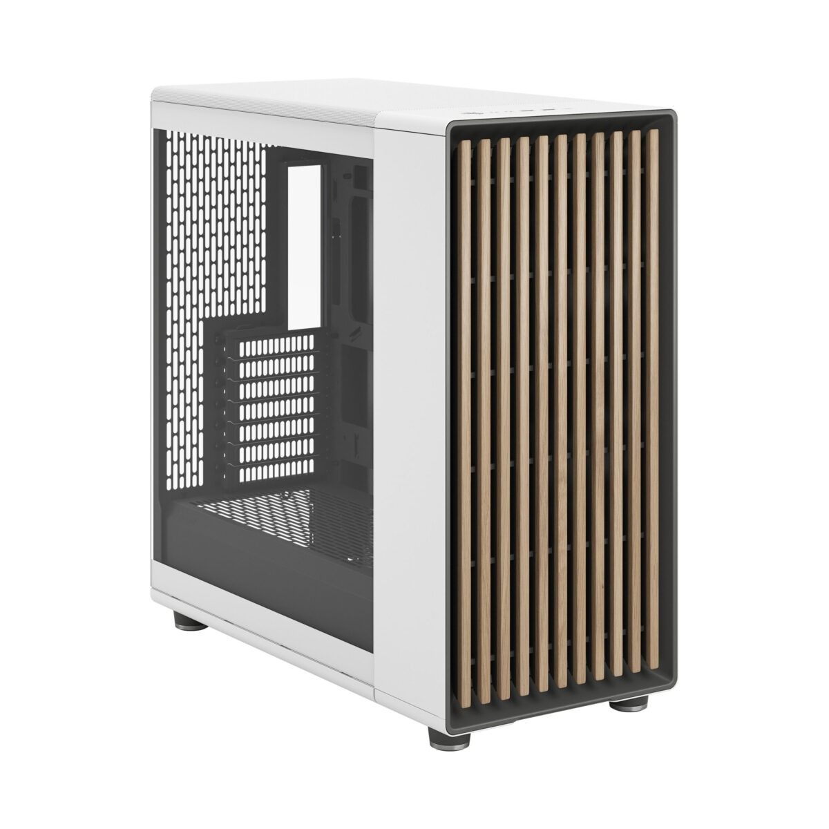 FD-C-NOR1X-04 Fractal North XL Mid-Tower CASE CHALK WHITE CLEAR TINT Fractal North XL Chalk White TG Clear PC Case – Tempered Glass Side Panel, E-ATX Support, 420 mm Radiator Capacity, 413 mm GPU Clearance, 3× 140 mm Aspect PWM Fans, Mesh Top & Wood Front Design ~ FD-C-NOR1X-04