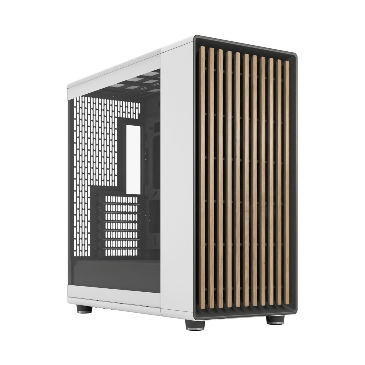 FD-C-NOR1X-04 Fractal North XL Mid-Tower CASE CHALK WHITE CLEAR TINT Fractal North XL Chalk White TG Clear PC Case – Tempered Glass Side Panel, E-ATX Support, 420 mm Radiator Capacity, 413 mm GPU Clearance, 3× 140 mm Aspect PWM Fans, Mesh Top & Wood Front Design ~ FD-C-NOR1X-04