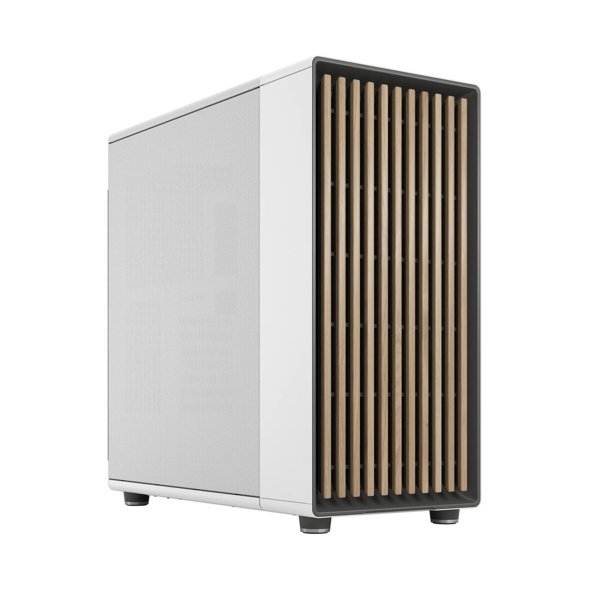 FD-C-NOR1X-03 Fractal North XL Mid-Tower CASE CHALK WHITE MESH SIDE PANEL Fractal North XL Chalk White Mesh PC Case – Open-Front Natural Ventilation E-ATX Support, 420 mm Radiator Capacity, 413 mm GPU Clearance, 3× 140 mm Aspect PWM Fans, Premium Mesh & Wood Front Design ~ FD-C-NOR1X-03