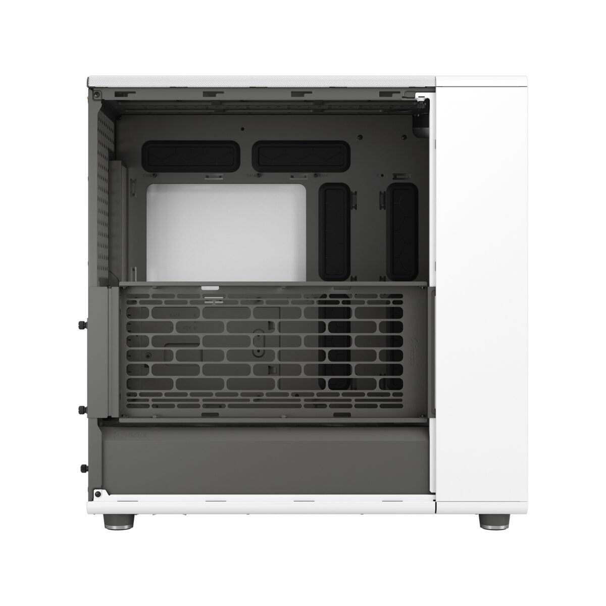 FD-C-NOR1X-03 Fractal North XL Mid-Tower CASE CHALK WHITE MESH SIDE PANEL Fractal North XL Chalk White Mesh PC Case – Open-Front Natural Ventilation E-ATX Support, 420 mm Radiator Capacity, 413 mm GPU Clearance, 3× 140 mm Aspect PWM Fans, Premium Mesh & Wood Front Design ~ FD-C-NOR1X-03