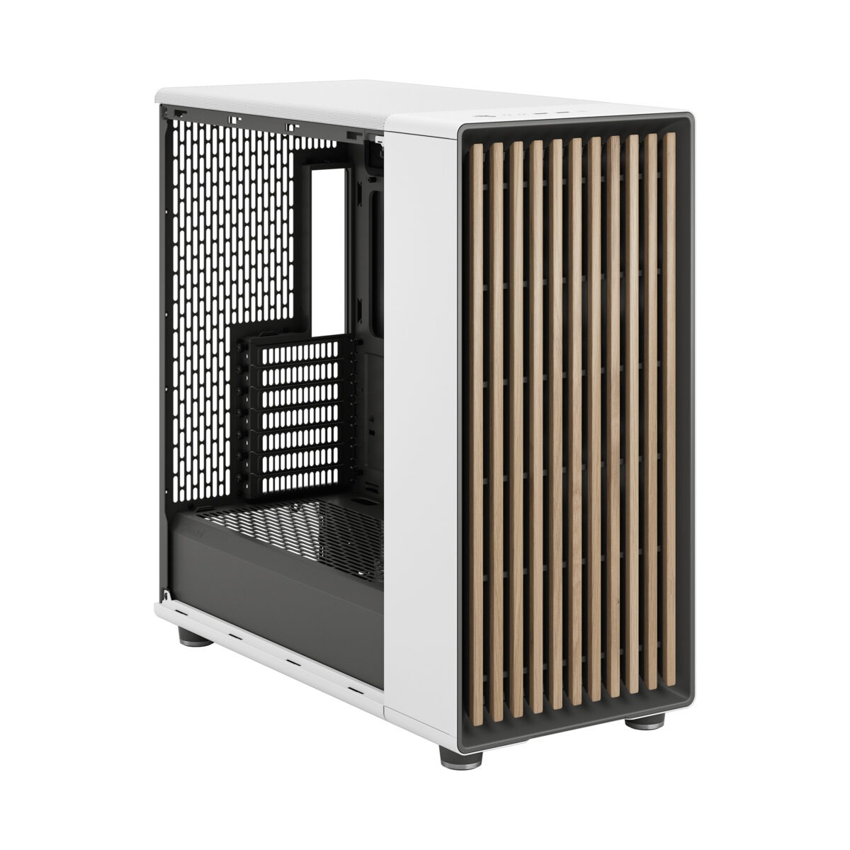 FD-C-NOR1X-03 Fractal North XL Mid-Tower CASE CHALK WHITE MESH SIDE PANEL Fractal North XL Chalk White Mesh PC Case – Open-Front Natural Ventilation E-ATX Support, 420 mm Radiator Capacity, 413 mm GPU Clearance, 3× 140 mm Aspect PWM Fans, Premium Mesh & Wood Front Design ~ FD-C-NOR1X-03