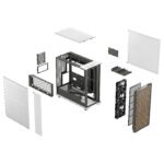 FD-C-NOR1X-03 Fractal North XL Mid-Tower CASE CHALK WHITE MESH SIDE PANEL Fractal North XL Chalk White Mesh PC Case – Open-Front Natural Ventilation E-ATX Support, 420 mm Radiator Capacity, 413 mm GPU Clearance, 3× 140 mm Aspect PWM Fans, Premium Mesh & Wood Front Design ~ FD-C-NOR1X-03