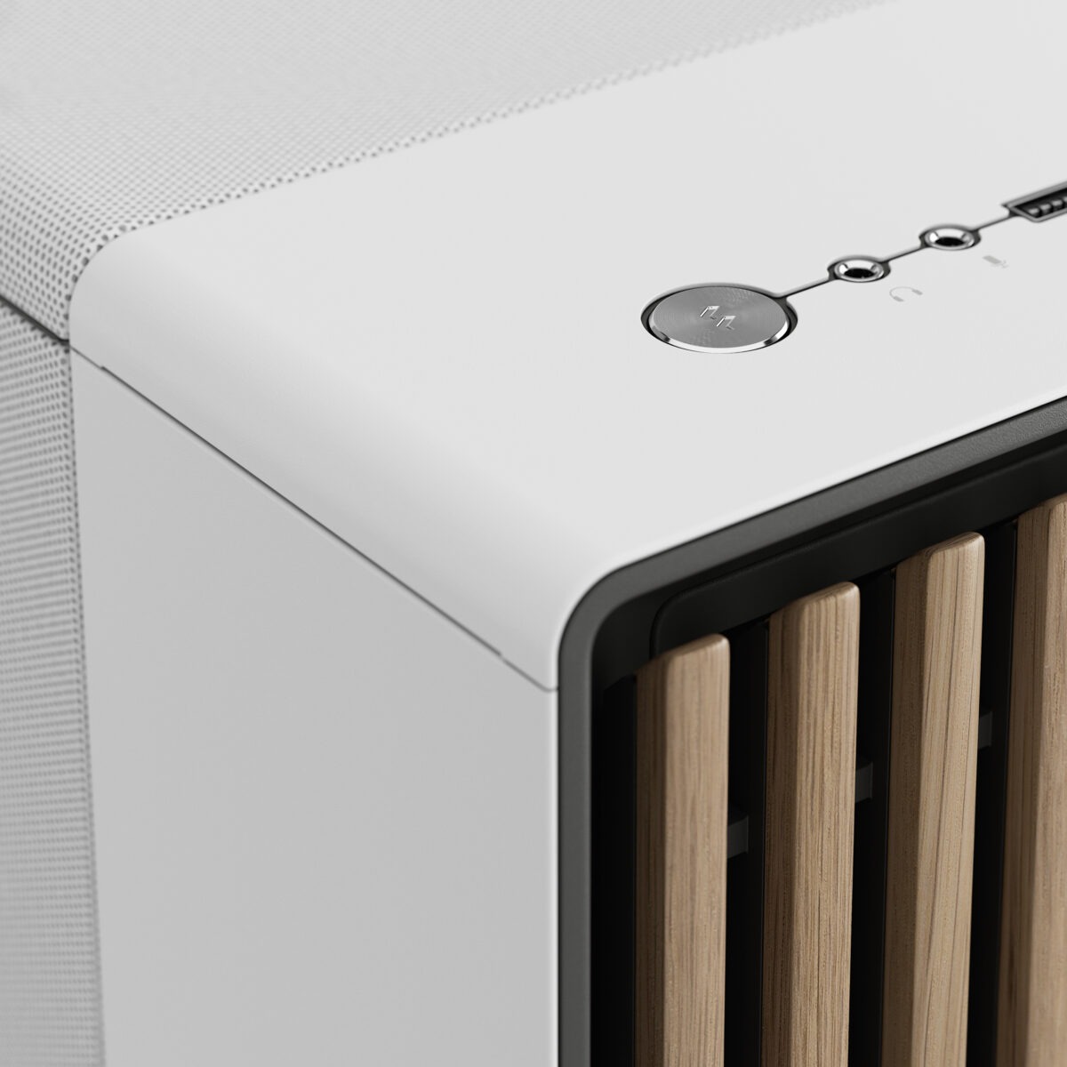 FD-C-NOR1X-03 Fractal North XL Mid-Tower CASE CHALK WHITE MESH SIDE PANEL Fractal North XL Chalk White Mesh PC Case – Open-Front Natural Ventilation E-ATX Support, 420 mm Radiator Capacity, 413 mm GPU Clearance, 3× 140 mm Aspect PWM Fans, Premium Mesh & Wood Front Design ~ FD-C-NOR1X-03