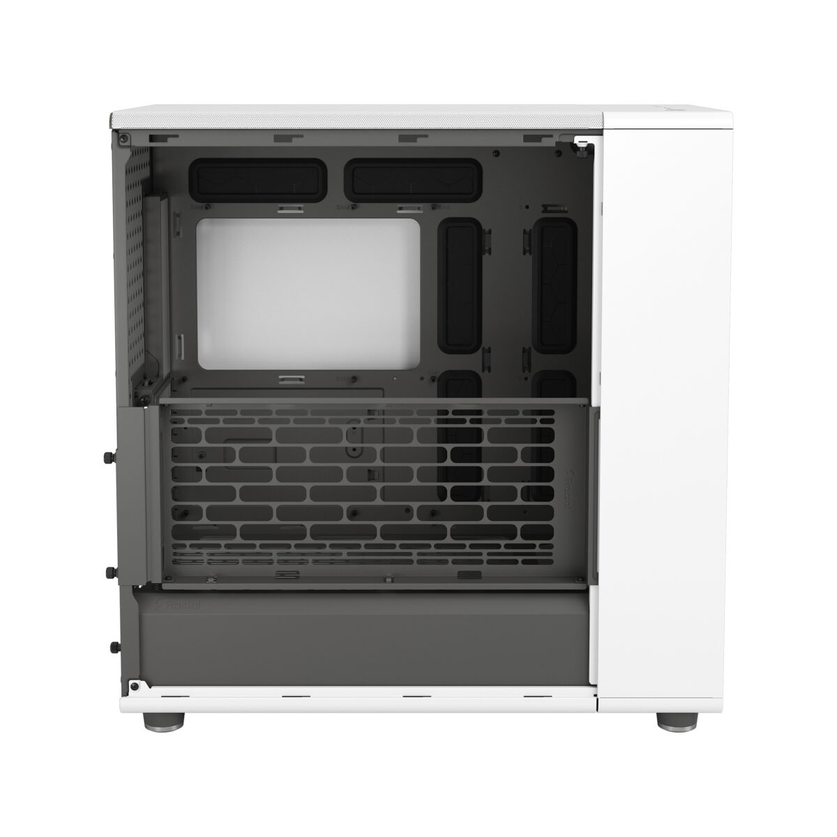 FD-C-NOR1X-03 Fractal North XL Mid-Tower CASE CHALK WHITE MESH SIDE PANEL Fractal North XL Chalk White Mesh PC Case – Open-Front Natural Ventilation E-ATX Support, 420 mm Radiator Capacity, 413 mm GPU Clearance, 3× 140 mm Aspect PWM Fans, Premium Mesh & Wood Front Design ~ FD-C-NOR1X-03