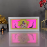 Meliodas RGB Anime Paper-Cut Shadow Lightbox [21 x 9.3 x 6cm] From The Seven Deadly Sins With Layered Art Design, 16 RGB Lighting Modes, White MDF Wood Frame, USB Power, And Remote Control 
