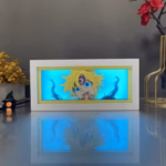 Meliodas RGB Anime Paper-Cut Shadow Lightbox [21 x 9.3 x 6cm] From The Seven Deadly Sins With Layered Art Design, 16 RGB Lighting Modes, White MDF Wood Frame, USB Power, And Remote Control 