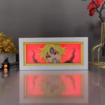 Meliodas RGB Anime Paper-Cut Shadow Lightbox [21 x 9.3 x 6cm] From The Seven Deadly Sins With Layered Art Design, 16 RGB Lighting Modes, White MDF Wood Frame, USB Power, And Remote Control 