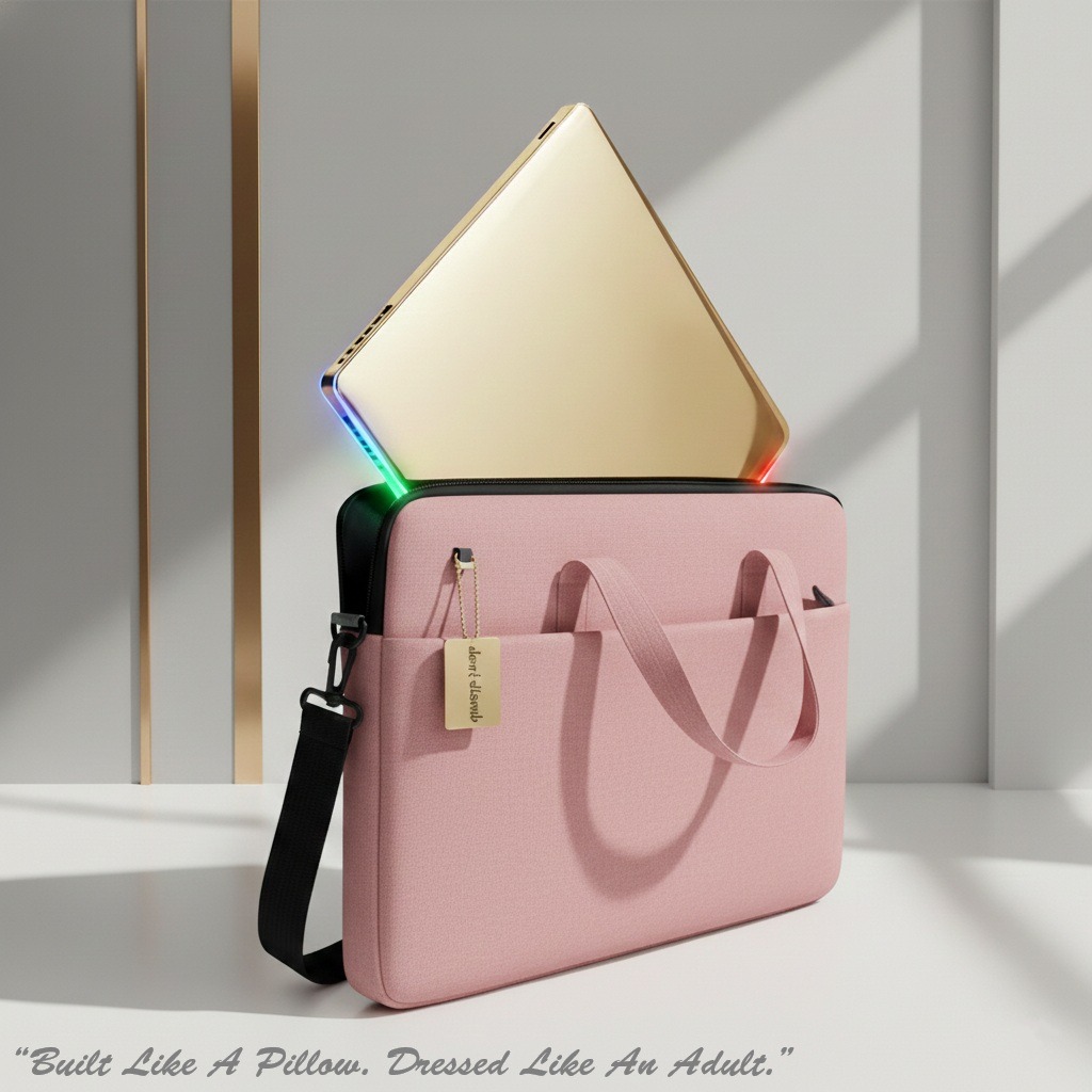 Multipurpose Laptop Shoulder Bag For 13/14/15 Inch Notebooks With Shockproof Protection, Waterproof Oxford Fabric, Plush Lining, Removable Strap, And Luggage Strap | PINK