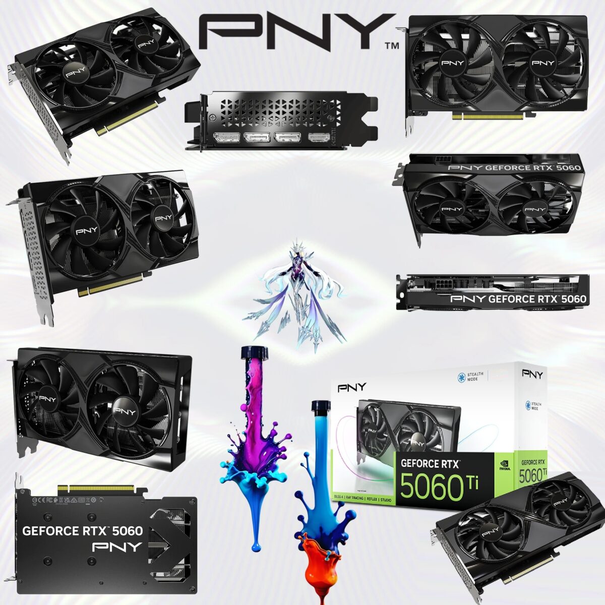 PNY GeForce RTX 5060 Ti 8GB OC Dual Fan GPU : NVIDIA Blackwell Architecture, 2692 MHz Boost Speed , 4608 CUDA® Cores , PCIe 5.0, DLSS 4, DisplayPort 2.1b | BLACK ~ VCG5060T8DFXPB1-O