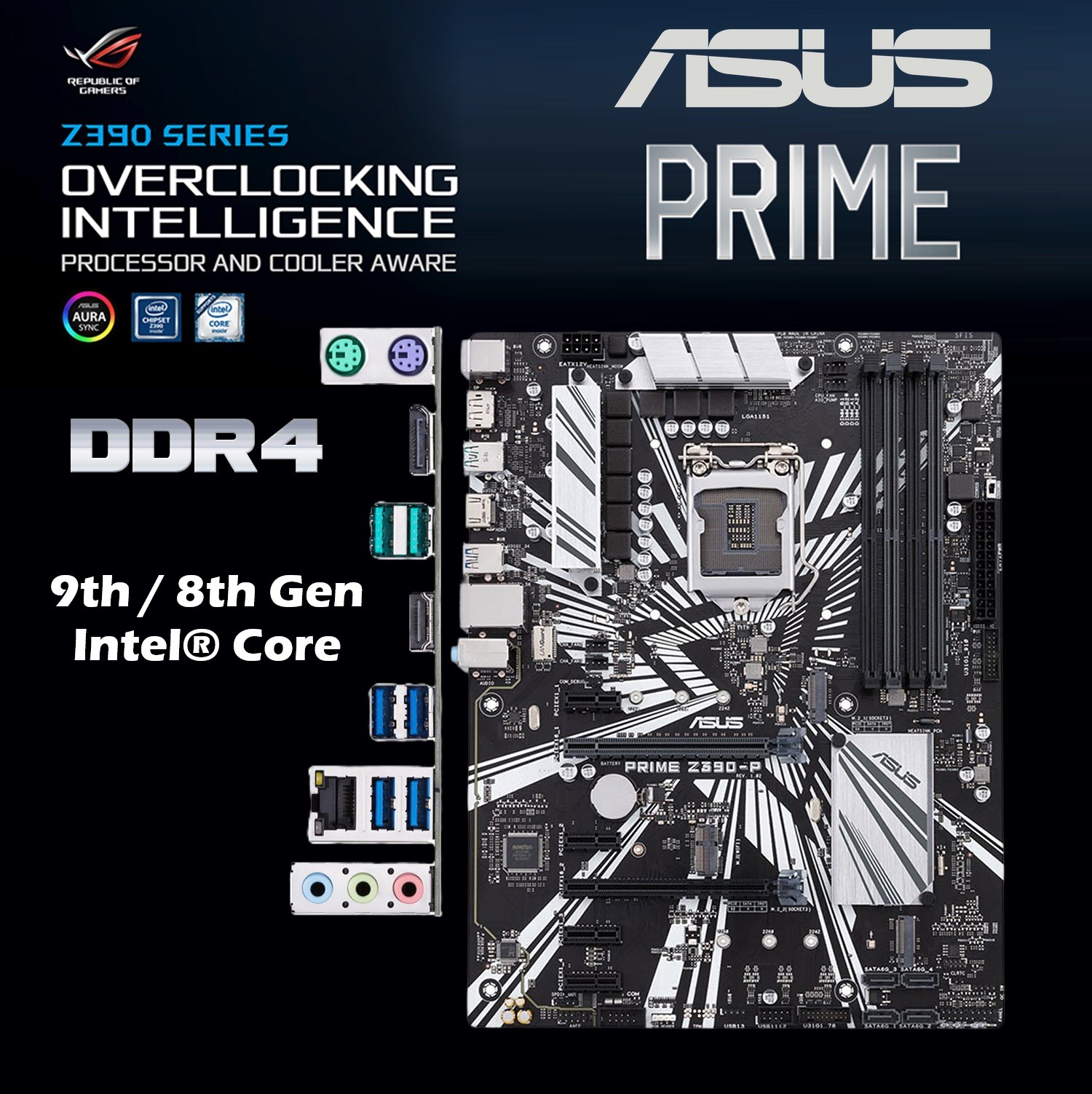 ASUS Prime Z390-P DDR4 ATX Motherboard :  Intel LGA 1151 with OptiMem II, DDR4 4266 MHz, Dual M.2, HDMI, Intel Optane memory ready, SATA 6Gb/s, USB 3.1 Gen 2 , for 9th/8th Gen | USED 