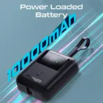 Promate PowerPod-10 Ultra Compact 35W Power Bank With 10000mAh Battery, Built-In USB-C Cable, USB-C Power Delivery, QC 3.0 USB-A, Smart LED Display