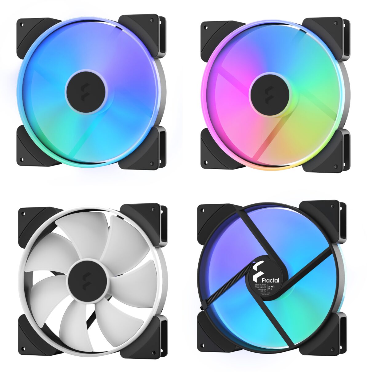 Fractal Prisma AL18 RGB PWM 2-Pack  High-Airflow 180mm ARGB Fans With LLS Bearings, PWM 300–1200 RPM Range, Uniform Glow Ring, High Static Pressure And Wide Compatibility | Black ~ FD-FAN-PRI-AL18-PWM-2P