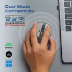 Promate Flixi Dual-Mode Wireless Mouse With Bluetooth 5.1 & 2.4GHz, 6-Button Ergonomic Design, Silent Clicks, Adjustable 800/1200/1600 DPI, 500mAh Rechargeable Battery | BLACK