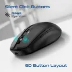 Promate Flixi Dual-Mode Wireless Mouse With Bluetooth 5.1 & 2.4GHz, 6-Button Ergonomic Design, Silent Clicks, Adjustable 800/1200/1600 DPI, 500mAh Rechargeable Battery | BLACK