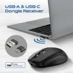 Promate Flixi Dual-Mode Wireless Mouse With Bluetooth 5.1 & 2.4GHz, 6-Button Ergonomic Design, Silent Clicks, Adjustable 800/1200/1600 DPI, 500mAh Rechargeable Battery | BLACK