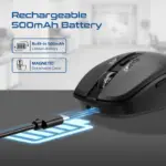 Promate Flixi Dual-Mode Wireless Mouse With Bluetooth 5.1 & 2.4GHz, 6-Button Ergonomic Design, Silent Clicks, Adjustable 800/1200/1600 DPI, 500mAh Rechargeable Battery | BLACK