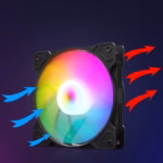 FAN-RGB-12CM FAN 12CM FOR CASE RGB MOLEX AsiaFox 120mm RGB PC Case Fan Black With Hydro Bearing 1200RPM 64CFM Airflow 24dBA Quiet Operation Molex 4 Pin Connector And 40000 Hour Lifespan