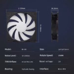 FAN-RGB-12CM FAN 12CM FOR CASE RGB MOLEX AsiaFox 120mm RGB PC Case Fan Black With Hydro Bearing 1200RPM 64CFM Airflow 24dBA Quiet Operation Molex 4 Pin Connector And 40000 Hour Lifespan