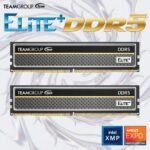 TeamGroup ELITE PLUS 32GB DDR5 5600MHz Desktop Memory Kit (2x16GB) CL46 With Aluminum Heat Sink, On-Die ECC, 1.1V Low Voltage, Intel XMP & AMD EXPO Support | BLACK 