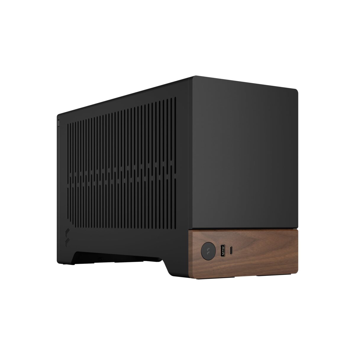 FD-C-TER1N-01 FRACTAL DESIGN TERRA GRAPHITE MINI ITX USB 3.2 CASE Fractal Terra Graphite Mini-ITX Case With Solid Walnut Front, 8mm Aluminum Panel, PCIe 4.0 Riser, Adjustable Spine, 322mm GPU Support, SFX PSU, Dual SSD Mounts ~ FD-C-TER1N-01