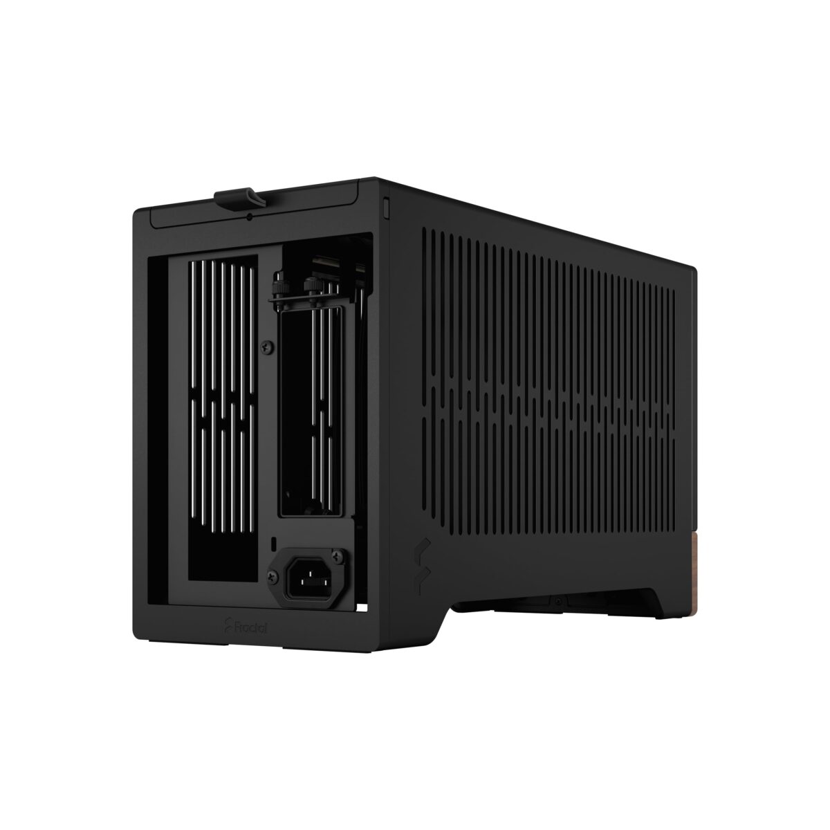 FD-C-TER1N-01 FRACTAL DESIGN TERRA GRAPHITE MINI ITX USB 3.2 CASE Fractal Terra Graphite Mini-ITX Case With Solid Walnut Front, 8mm Aluminum Panel, PCIe 4.0 Riser, Adjustable Spine, 322mm GPU Support, SFX PSU, Dual SSD Mounts ~ FD-C-TER1N-01