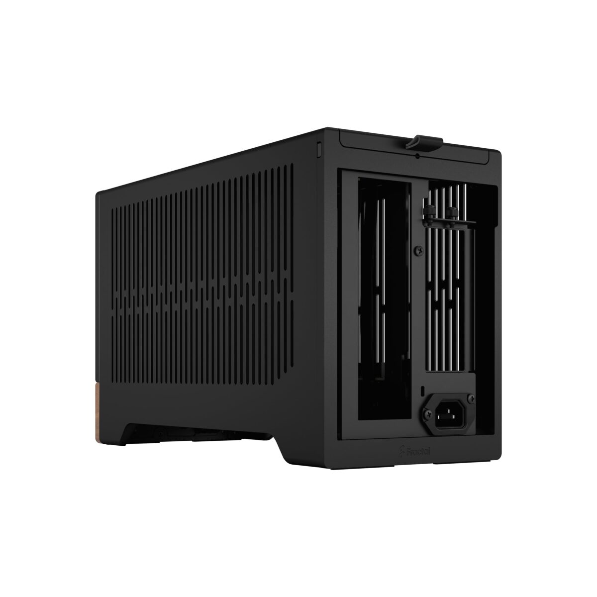 FD-C-TER1N-01 FRACTAL DESIGN TERRA GRAPHITE MINI ITX USB 3.2 CASE Fractal Terra Graphite Mini-ITX Case With Solid Walnut Front, 8mm Aluminum Panel, PCIe 4.0 Riser, Adjustable Spine, 322mm GPU Support, SFX PSU, Dual SSD Mounts ~ FD-C-TER1N-01