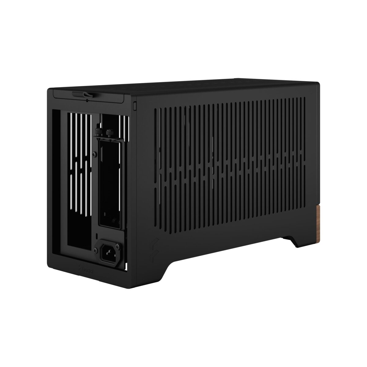 FD-C-TER1N-01 FRACTAL DESIGN TERRA GRAPHITE MINI ITX USB 3.2 CASE Fractal Terra Graphite Mini-ITX Case With Solid Walnut Front, 8mm Aluminum Panel, PCIe 4.0 Riser, Adjustable Spine, 322mm GPU Support, SFX PSU, Dual SSD Mounts ~ FD-C-TER1N-01