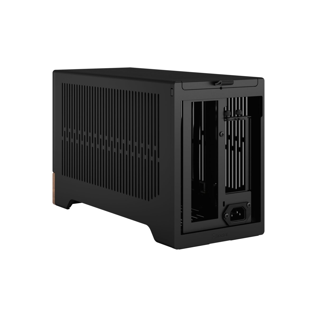 FD-C-TER1N-01 FRACTAL DESIGN TERRA GRAPHITE MINI ITX USB 3.2 CASE Fractal Terra Graphite Mini-ITX Case With Solid Walnut Front, 8mm Aluminum Panel, PCIe 4.0 Riser, Adjustable Spine, 322mm GPU Support, SFX PSU, Dual SSD Mounts ~ FD-C-TER1N-01