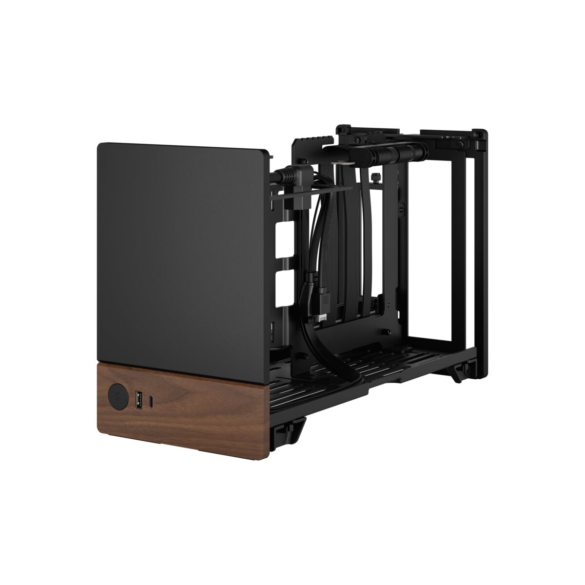 FD-C-TER1N-01 FRACTAL DESIGN TERRA GRAPHITE MINI ITX USB 3.2 CASE Fractal Terra Graphite Mini-ITX Case With Solid Walnut Front, 8mm Aluminum Panel, PCIe 4.0 Riser, Adjustable Spine, 322mm GPU Support, SFX PSU, Dual SSD Mounts ~ FD-C-TER1N-01