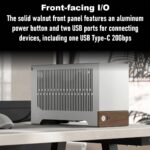 FD-C-TER1N-01 FRACTAL DESIGN TERRA GRAPHITE MINI ITX USB 3.2 CASE Fractal Terra Graphite Mini-ITX Case With Solid Walnut Front, 8mm Aluminum Panel, PCIe 4.0 Riser, Adjustable Spine, 322mm GPU Support, SFX PSU, Dual SSD Mounts ~ FD-C-TER1N-01