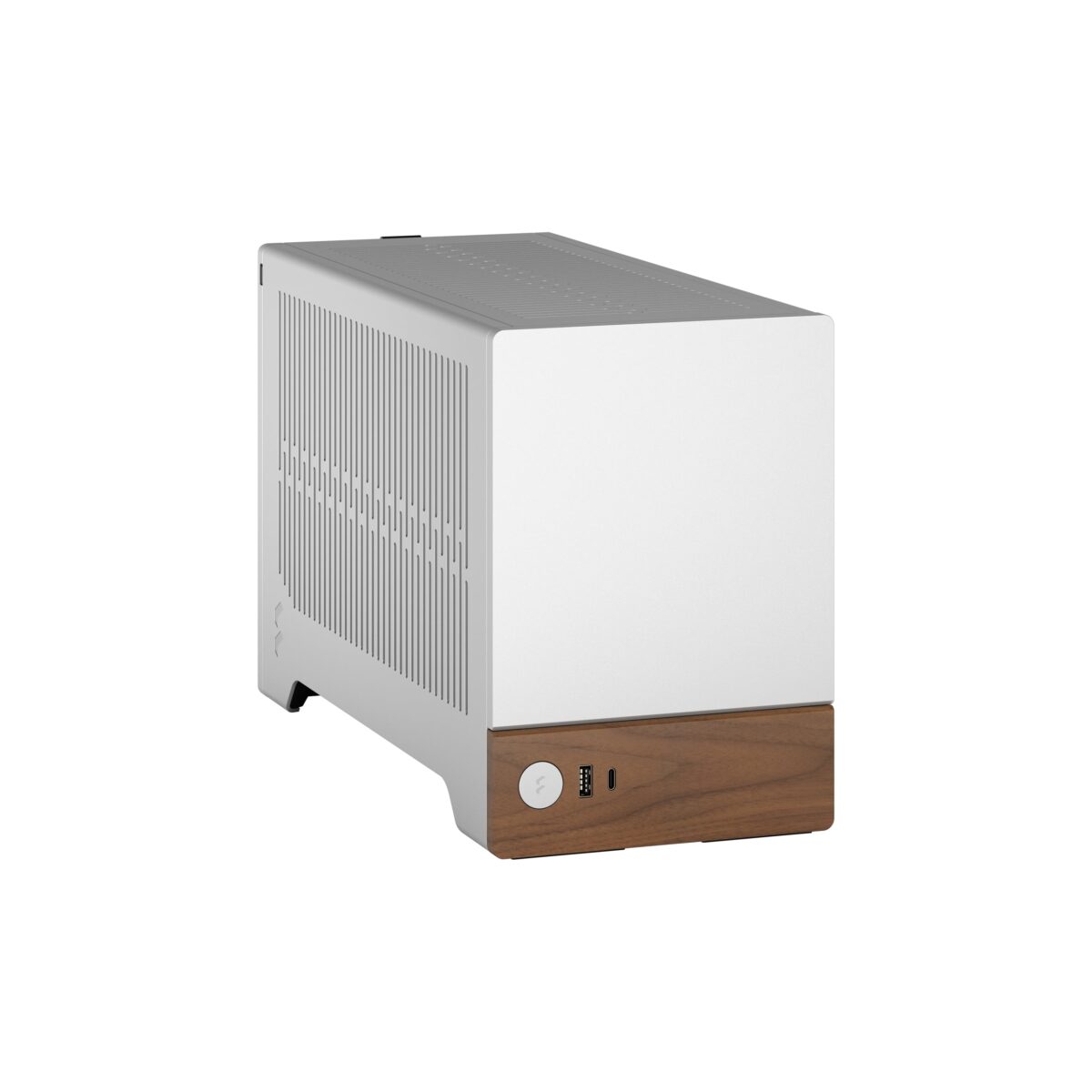 Fractal Terra Silver Mini-ITX PC Case With Walnut Front, 8mm CNC Aluminum, PCIe 4.0 Riser, Adjustable 30mm Spine, 322mm GPU Clearance, SFX PSU Support, 2× SSD Mounts ~ FD-C-TER1N-02