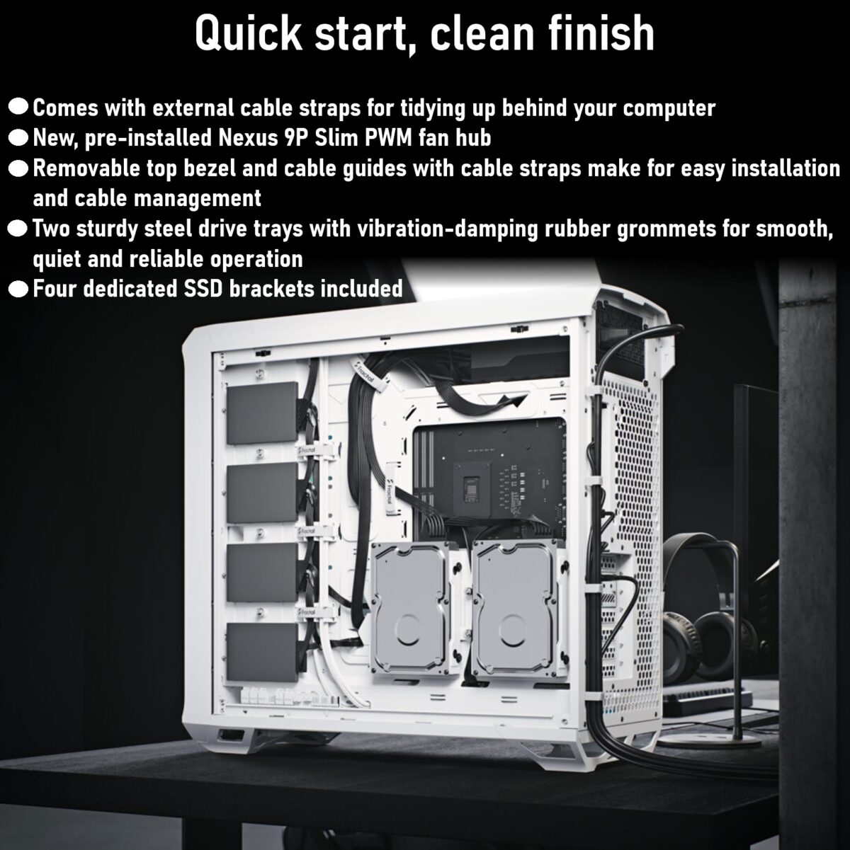 FD-C-TOR1A-07 FRACTAL DESIGN TORRENT WHITE RGB LIGHT TINT CASE Fractal Torrent White RGB TG Clear Tint PC Case With 180 mm Prisma Fans, Extreme Airflow Design, E-ATX Support, 461 to 423 mm GPU, 420 mm Radiator Compatibility & Tempered Glass ~ FD-C-TOR1A-07