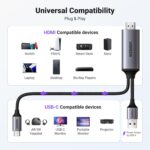 UGREEN-35984A UGREEN HDMI to USB-C 4K 60Hz 2 Meter Cable With USB Power Cable UGREEN Active HDMI To USB-C 4K 60Hz Cable With USB Power 2-meters , Supports 2K 120Hz 1080P 144Hz HDR Surround Audio, Unidirectional HDMI to Thunderbolt , for Switch, PS5 - SteamDeck - Laptop to USB-C Portable Monitor -AR/XR Headset | 35984A