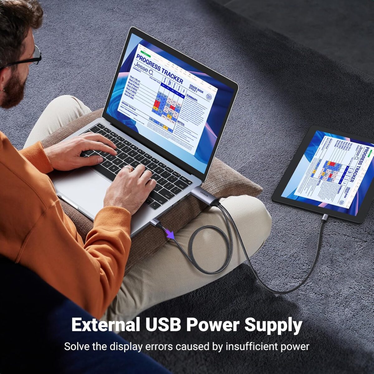 UGREEN-35984A UGREEN HDMI to USB-C 4K 60Hz 2 Meter Cable With USB Power Cable UGREEN Active HDMI To USB-C 4K 60Hz Cable With USB Power 2-meters , Supports 2K 120Hz 1080P 144Hz HDR Surround Audio, Unidirectional HDMI to Thunderbolt , for Switch, PS5 - SteamDeck - Laptop to USB-C Portable Monitor -AR/XR Headset | 35984A