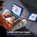 UGREEN-35984A UGREEN HDMI to USB-C 4K 60Hz 2 Meter Cable With USB Power Cable UGREEN Active HDMI To USB-C 4K 60Hz Cable With USB Power 2-meters , Supports 2K 120Hz 1080P 144Hz HDR Surround Audio, Unidirectional HDMI to Thunderbolt , for Switch, PS5 - SteamDeck - Laptop to USB-C Portable Monitor -AR/XR Headset | 35984A