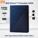 WD Drive 4TB Portable HDD , Micro-B / USB A 5Gbps , Slim Durable Design, Password Protection, Plug-And-Play Storage , Formatted exFAT, Windows Mac ChromeOS Compatible | NAVY ~ WDBCTC0040BBL-WEWM