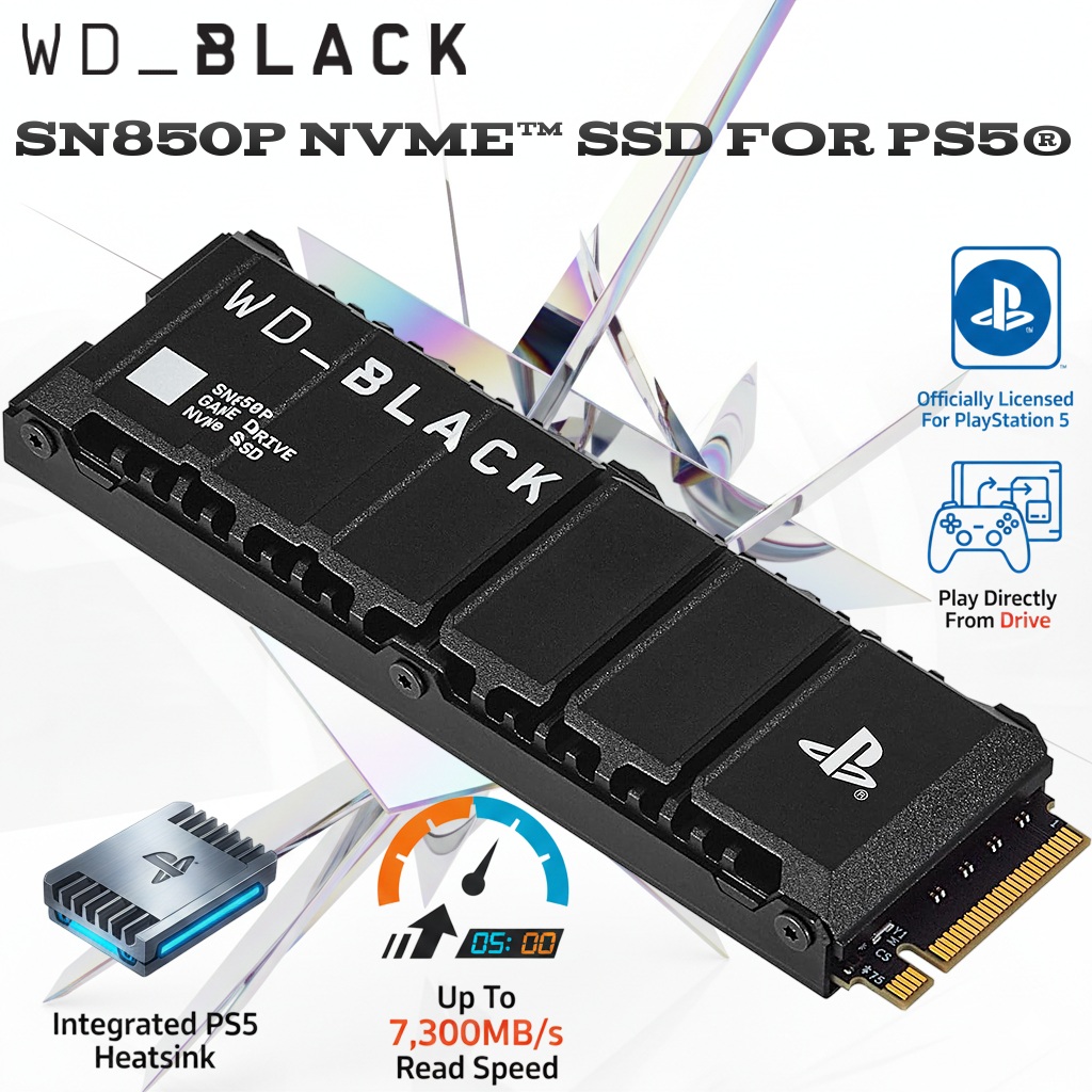 WD_BLACK 4TB SN850P NVMe M.2 SSD For PlayStation 5 With PCIe Gen4 x4 Up To 7,300MB/s Read Speeds Officially Licensed PS5 Storage With Heatsink , Windows Compatible | BLACK ~ WDBBYV0040BNC-WRSN