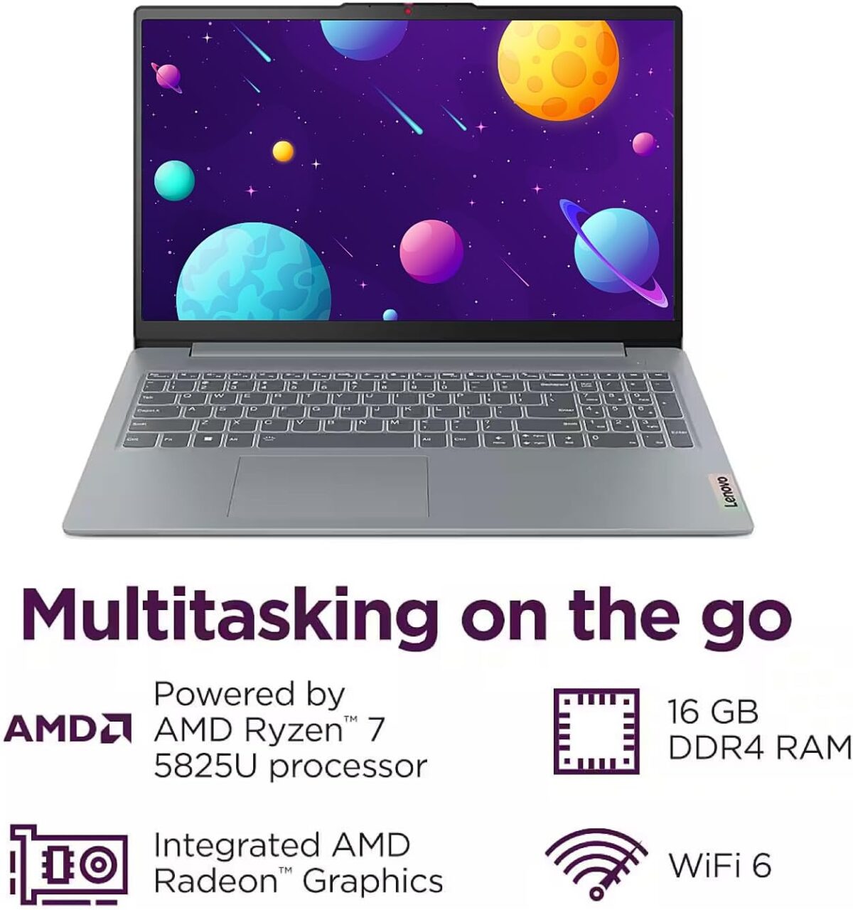 Lenovo IdeaPad Slim 3 15ABR8 15.6 Inch FHD IPS Touch Ryzen 7 5825U 16GB DDR4 512GB NVMe SSD Wi-Fi 6 Windows 11 Home Laptop